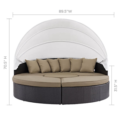 Quest Outdoor Patio Wicker Rattan Canopy Sectional Daybed in Espresso Mocha by Modway (983)