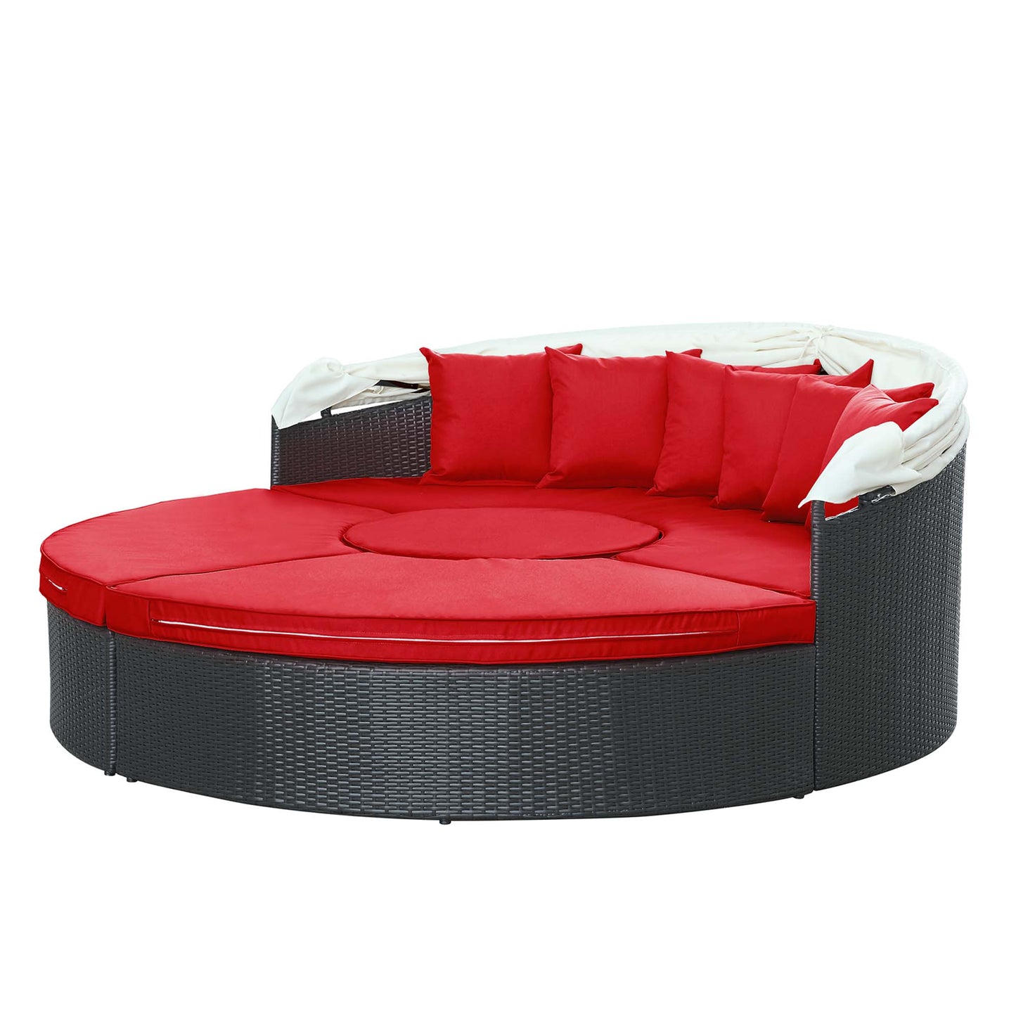 Quest Outdoor Patio Wicker Rattan Canopy Sectional Daybed in Espresso Red by Modway (983)