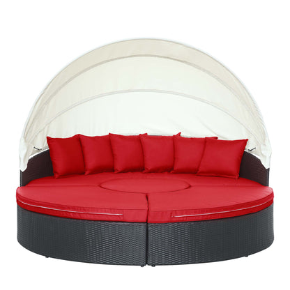 Quest Outdoor Patio Wicker Rattan Canopy Sectional Daybed in Espresso Red by Modway (983)