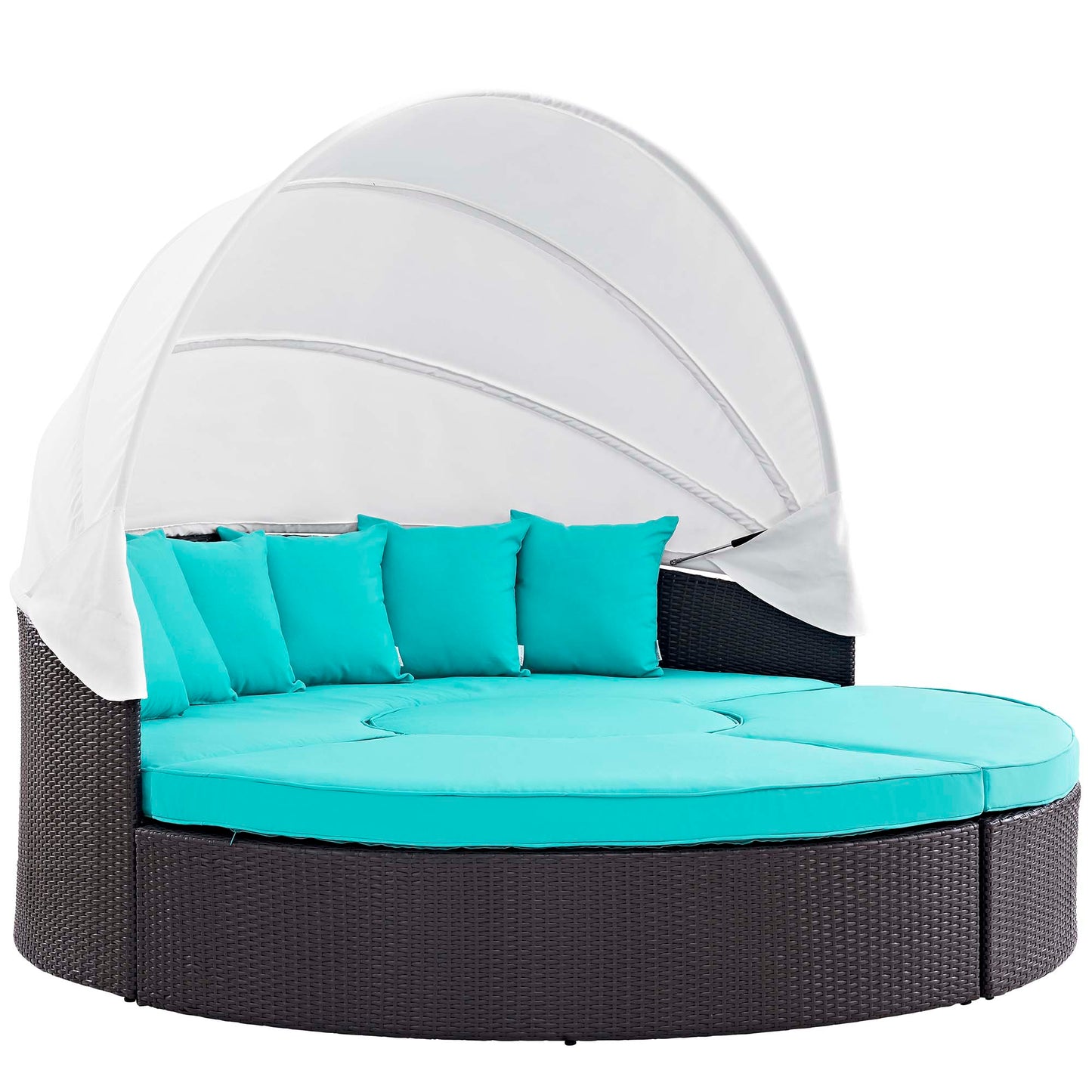 Quest Outdoor Patio Wicker Rattan Canopy Sectional Daybed in Espresso Turquoise by Modway (983)