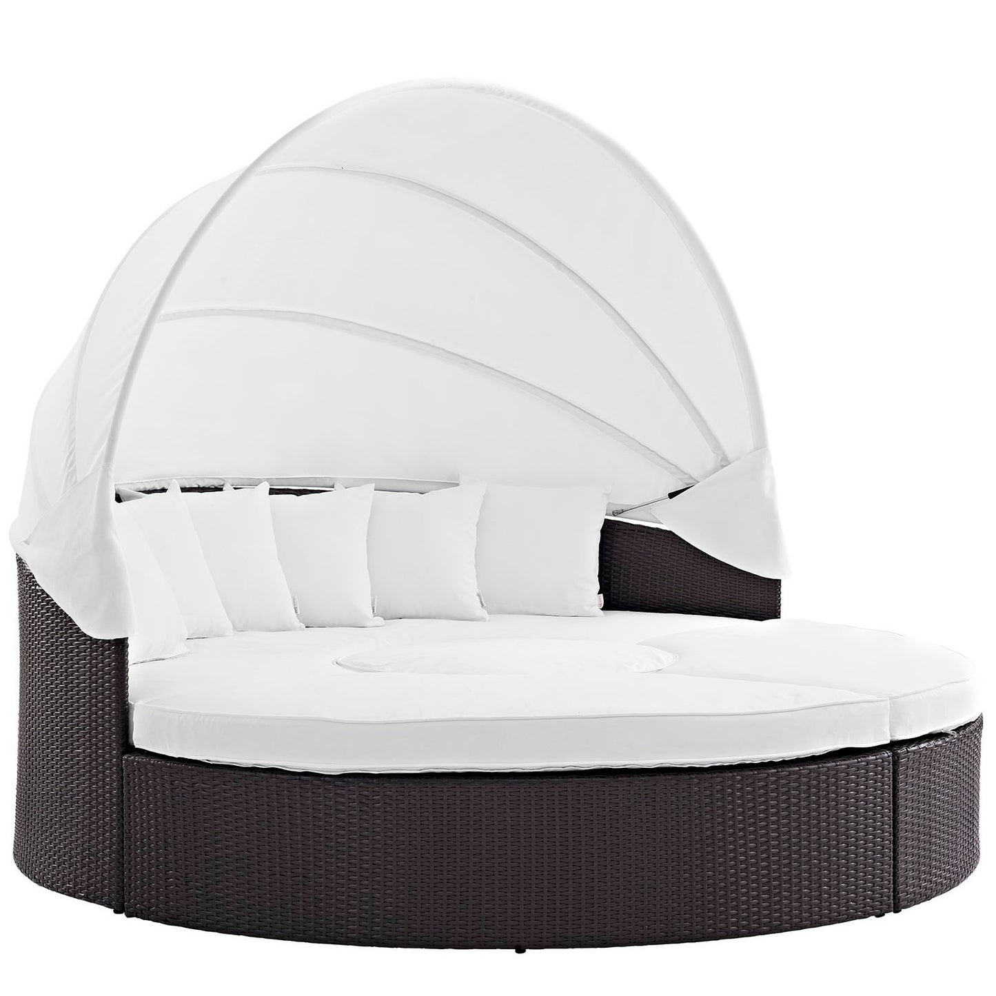 Quest Outdoor Patio Wicker Rattan Canopy Sectional Daybed in Espresso White by Modway (983)