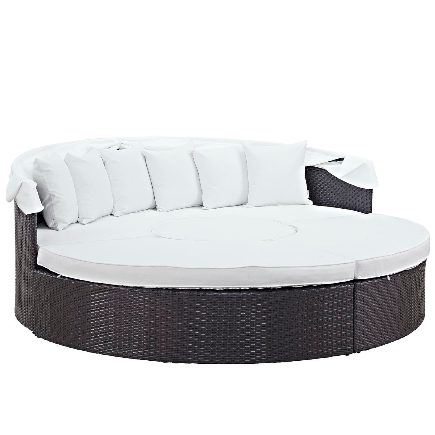 Quest Outdoor Patio Wicker Rattan Canopy Sectional Daybed in Espresso White by Modway (983)