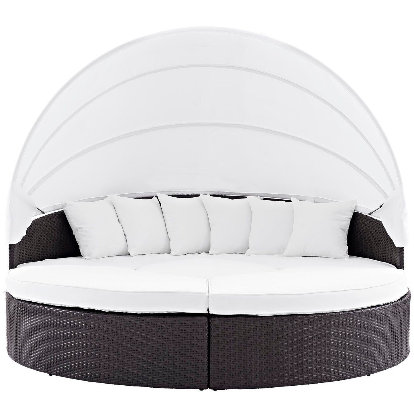 Quest Outdoor Patio Wicker Rattan Canopy Sectional Daybed in Espresso White by Modway (983)