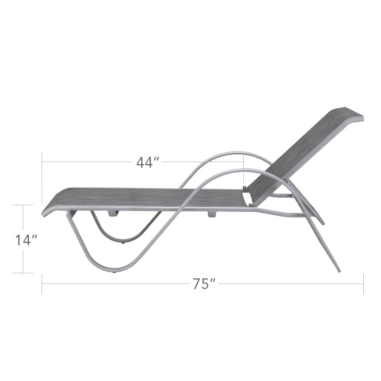 Lanai Chaise - Kessler Silver - Slate Sling by DecoScape (3011-104)