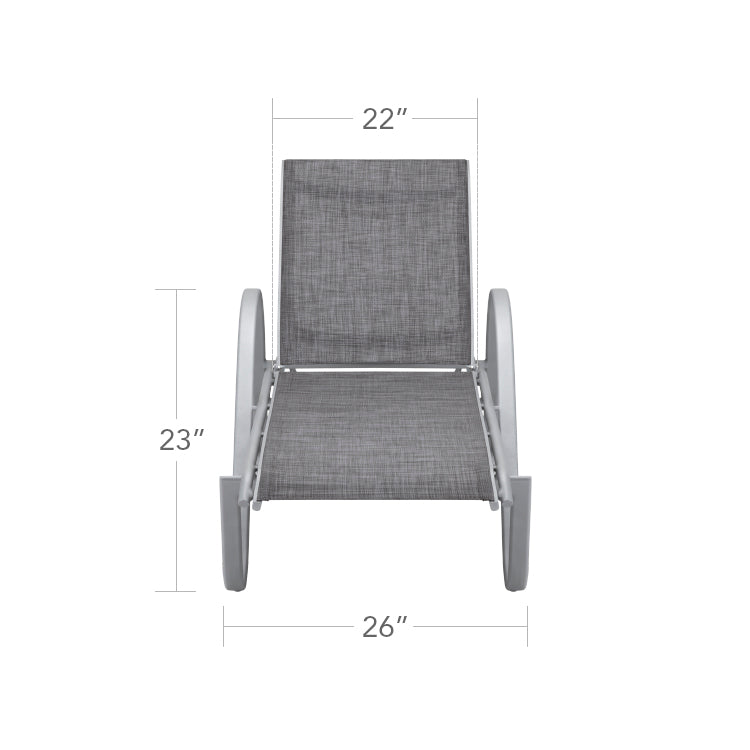 Lanai Chaise - Tex Gray - Cloud Gray Sling by DecoScape (3011-104)