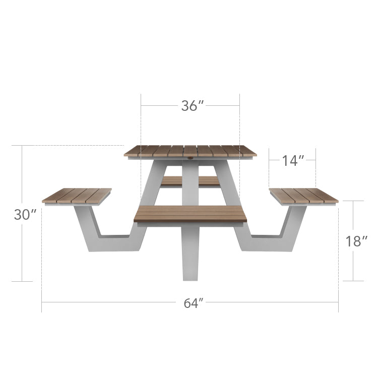 Napa Picnic Table (Square) Seats 4 by DecoScape (2404-360-UMB)