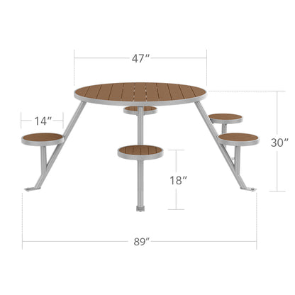 Napa 47" Round Picnic Table - Seats 6 - ADA by DecoScape (2404-638-EA-ADA)