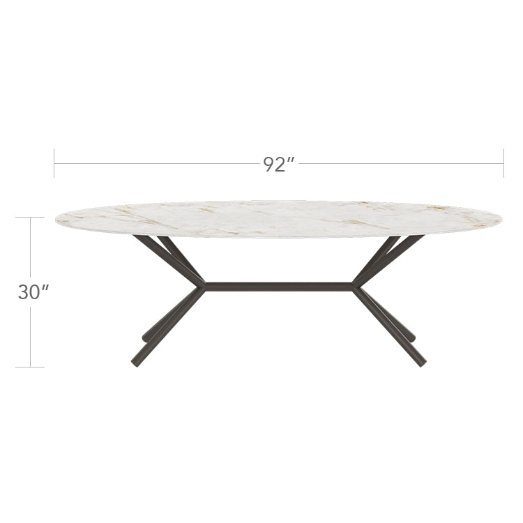 Oliver Oval Rimless Porcelain Dining Table 92" x 46" by DecoScape (1039-330)