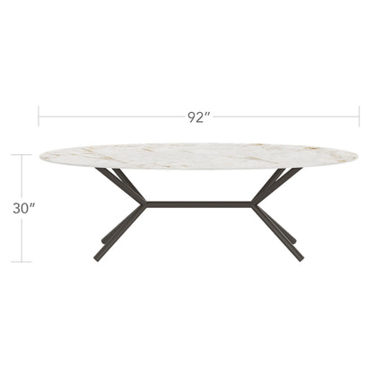 Oliver Oval Rimless Porcelain Dining Table 92" x 46" by DecoScape (1039-330)