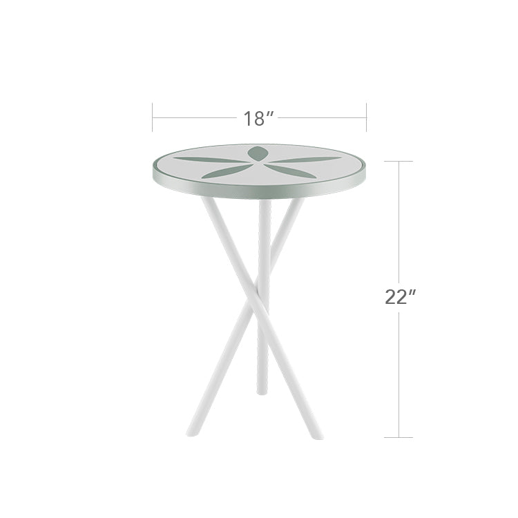 Organic Sand Dollar 18" Diameter Side Table - Tex Black Frame - Black Duraboard Top - White Duraboard Petals by DecoScape (2039-322-TXB-DBBLK-DBWHT)