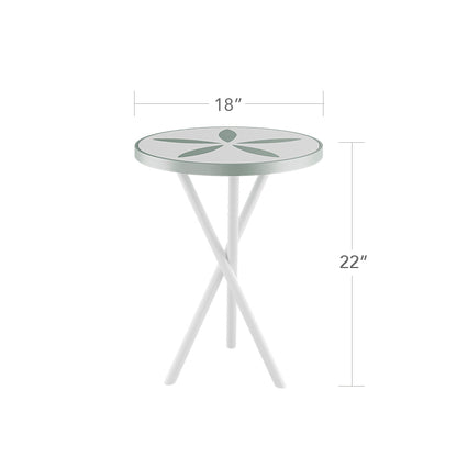 Organic Sand Dollar 18" Diameter Side Table - Tex Gray Frame - Charcoal Duraboard Top - White Duraboard Petals by DecoScape (2039-322-TXG-DBCHR-DBWHT)