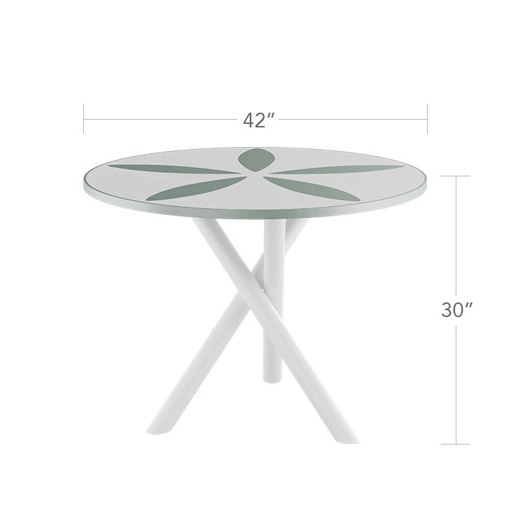 Organic Sand Dollar 42" Diameter Dining Table - Kessler Silver Frame - Light Gray Duraboard Top - White Duraboard Petals by DecoScape (2039-325-KES-DBGRY-DBWHT)
