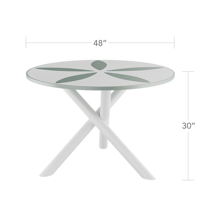 Organic Sand Dollar 48" Diameter Dining Table - Kessler Silver Frame - Light Gray Duraboard Top - White Duraboard Petals by DecoScape (2039-326-KES-DBGRY-DBWHT)