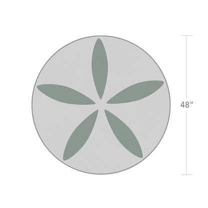 Organic Sand Dollar 48" Diameter Dining Table - Kessler Silver Frame - Light Gray Duraboard Top - White Duraboard Petals by DecoScape (2039-326-KES-DBGRY-DBWHT)