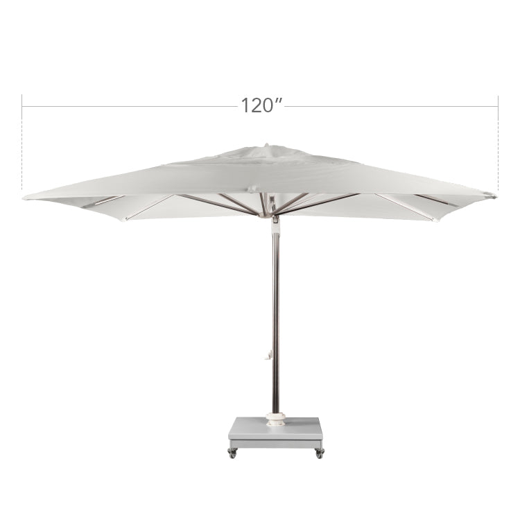 The Grand 10' Cantilever Umbrella (Square)-Mirror Anodized Frame, Lowes Grey Base by DecoScape (3601-606)