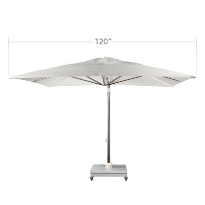 The Grand 10' Cantilever Umbrella (Square)-Mirror Anodized Frame, Lowes Grey Base by DecoScape (3601-606)