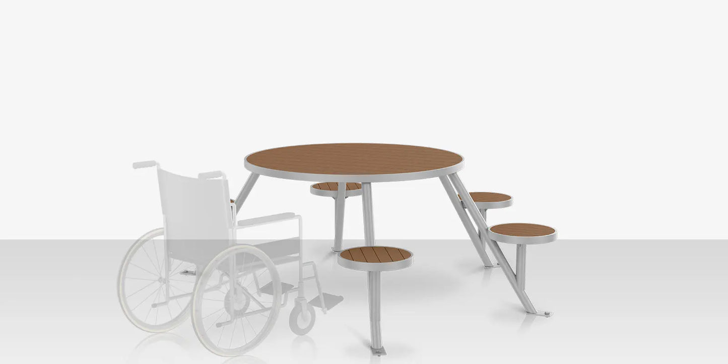 Napa 47" Round Picnic Table - Seats 6 - ADA by DecoScape (2404-638-EA-ADA)