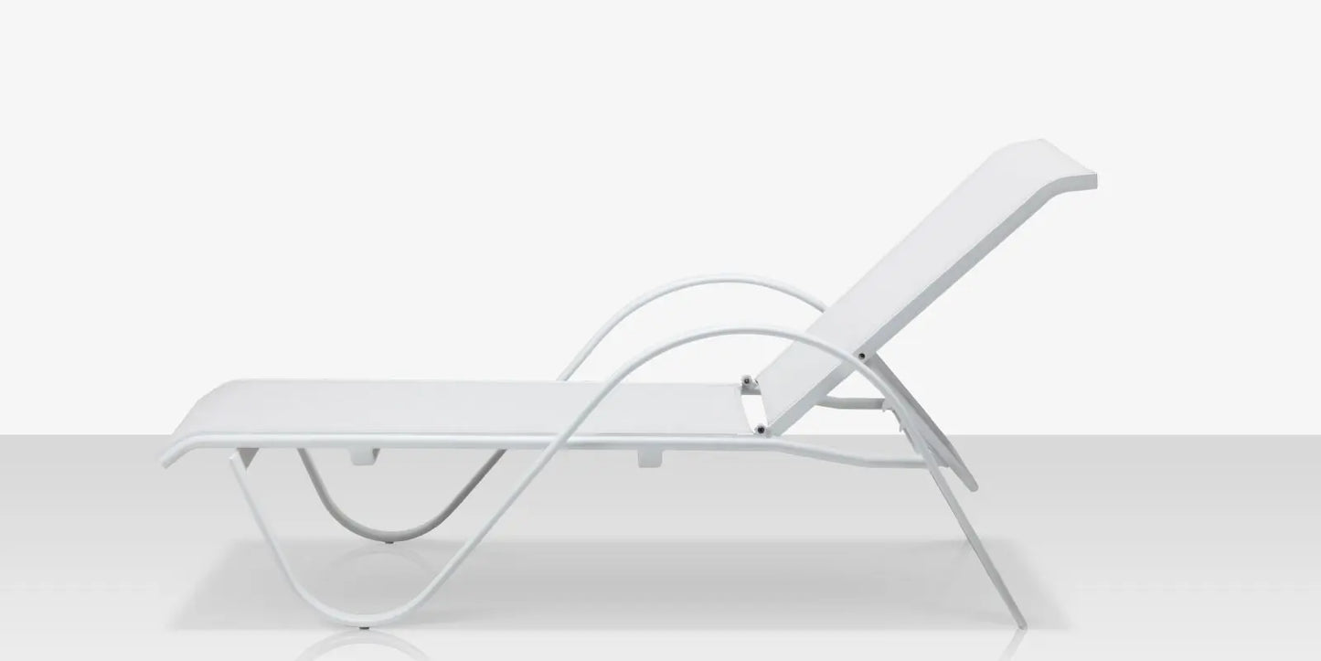 Lanai Chaise - Tex White - Cloud Gray Sling by DecoScape (3011-104)