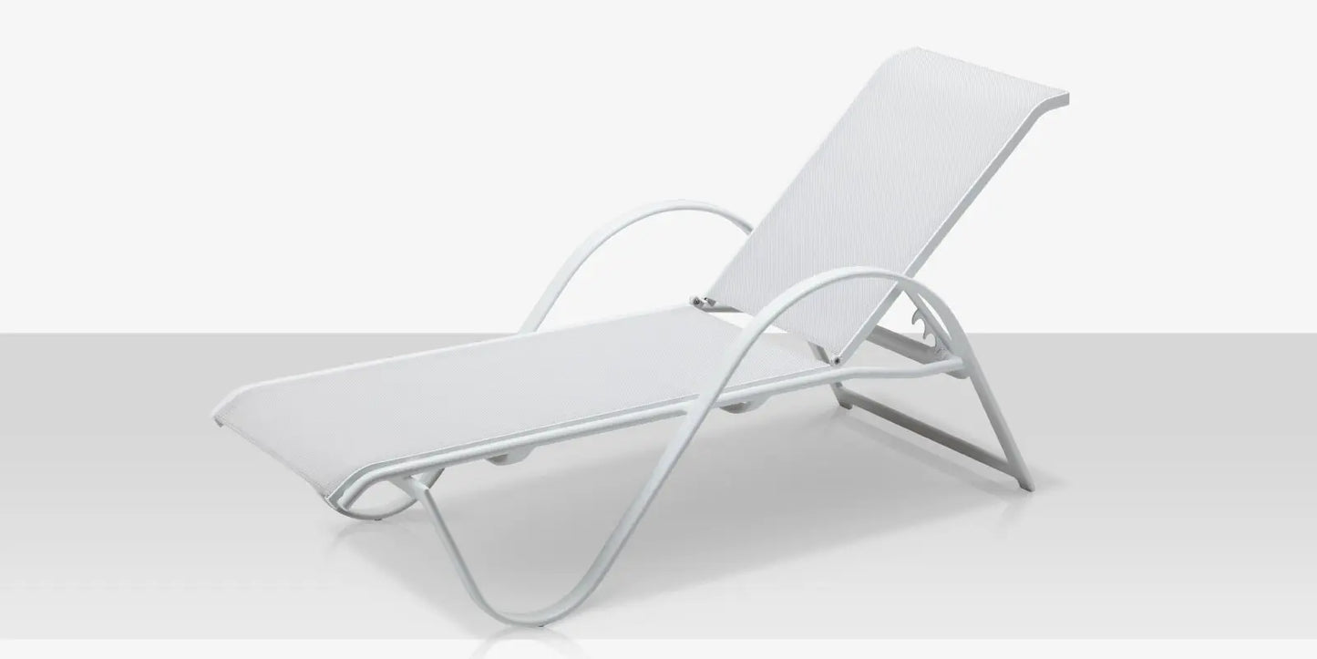 Lanai Chaise - Tex White - Cloud Gray Sling by DecoScape (3011-104)