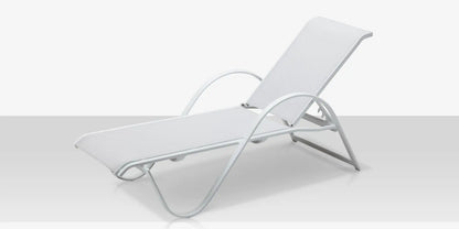 Lanai Chaise - Tex White - Cloud Gray Sling by DecoScape (3011-104)