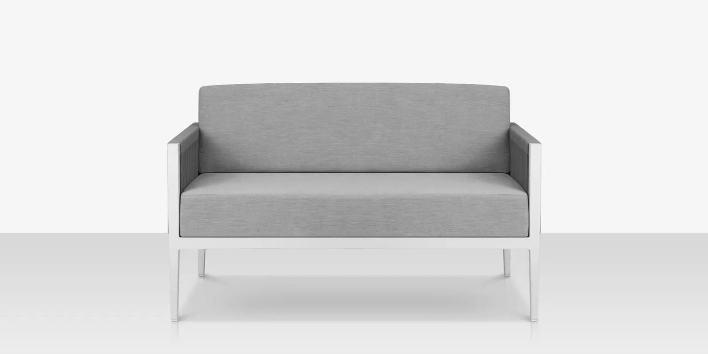 Skye Loveseat - Tex White Frame with Gray Durarope by DecoScape (3303-102)