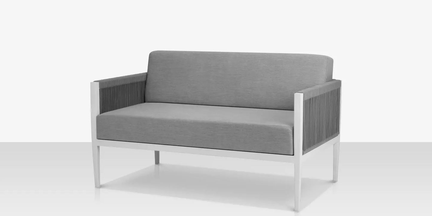 Skye Loveseat - Tex White Frame with Gray Durarope by DecoScape (3303-102)