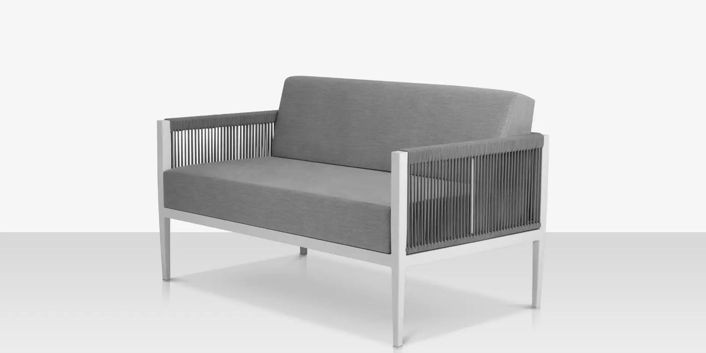 Skye Loveseat - Tex White Frame with Gray Durarope by DecoScape (3303-102)