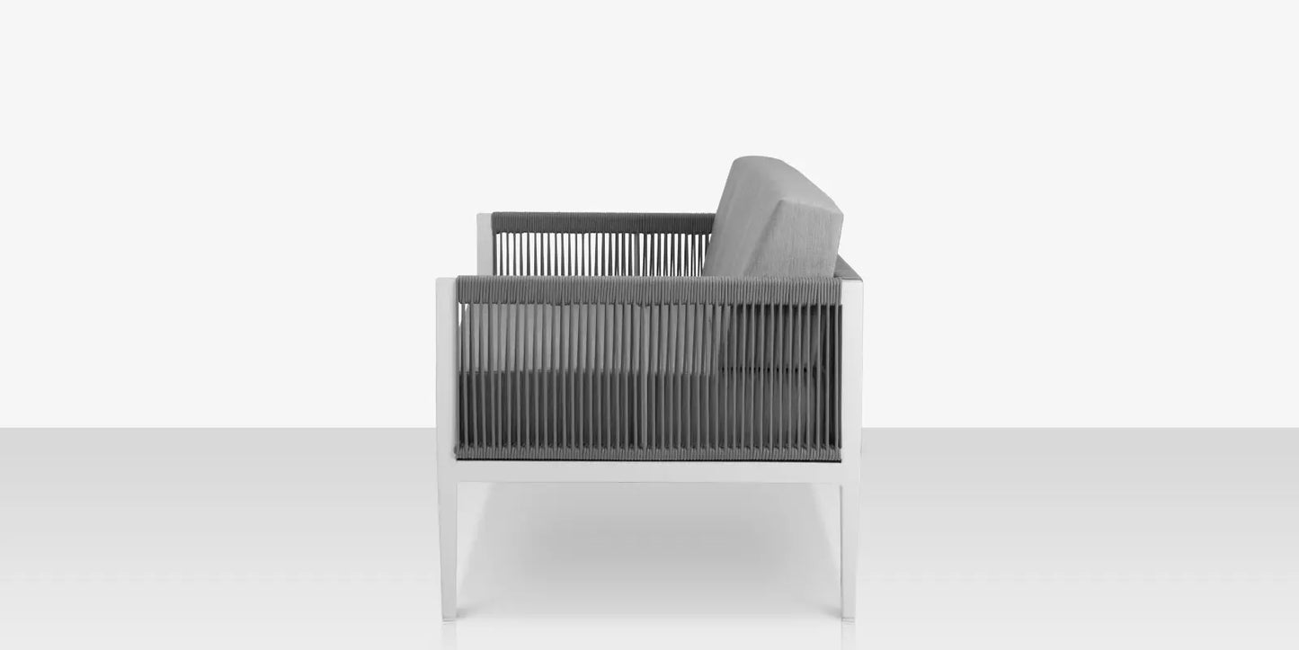 Skye Loveseat - Tex White Frame with Gray Durarope by DecoScape (3303-102)