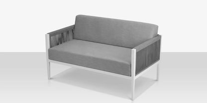 Skye Loveseat - Tex White Frame with Gray Durarope by DecoScape (3303-102)