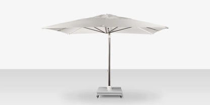 The Grand 10' Cantilever Umbrella (Square)-Mirror Anodized Frame, Lowes Grey Base by DecoScape (3601-606)