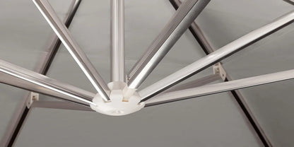 The Grand 10' Cantilever Umbrella (Square)-Mirror Anodized Frame, Lowes Grey Base by DecoScape (3601-606)