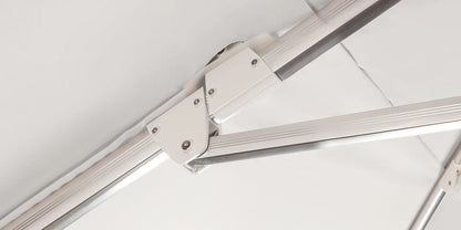The Grand 10' Cantilever Umbrella (Square)-Mirror Anodized Frame, Lowes Grey Base by DecoScape (3601-606)