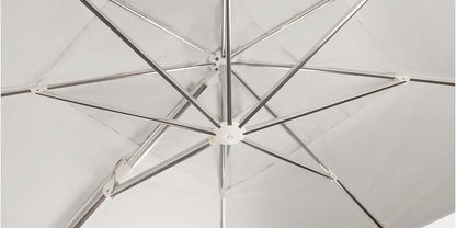 The Grand 10' Cantilever Umbrella (Square)-Mirror Anodized Frame, Lowes Grey Base by DecoScape (3601-606)