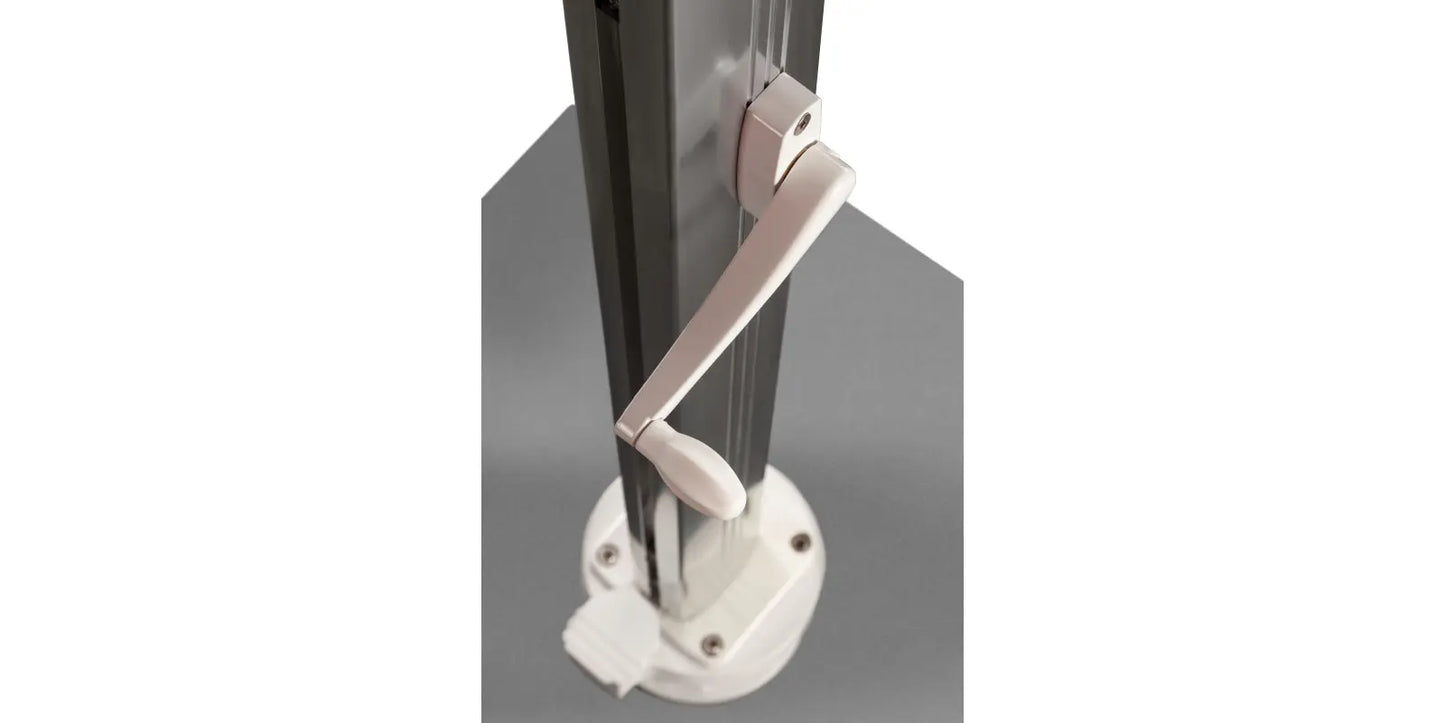 The Grand 10' Cantilever Umbrella (Square)-Mirror Anodized Frame, Lowes Grey Base by DecoScape (3601-606)