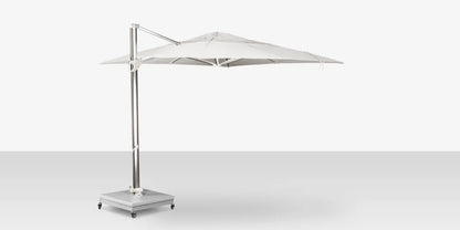 The Grand 10' Cantilever Umbrella (Square)-Mirror Anodized Frame, Lowes Grey Base by DecoScape (3601-606)