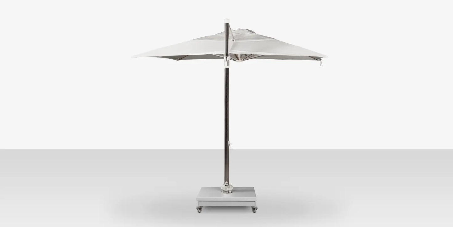 The Grand 10' Cantilever Umbrella (Square)-Mirror Anodized Frame, Lowes Grey Base by DecoScape (3601-606)