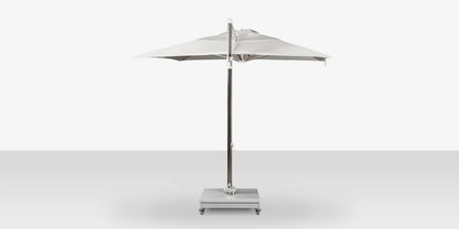 The Grand 10' Cantilever Umbrella (Square)-Mirror Anodized Frame, Lowes Grey Base by DecoScape (3601-606)