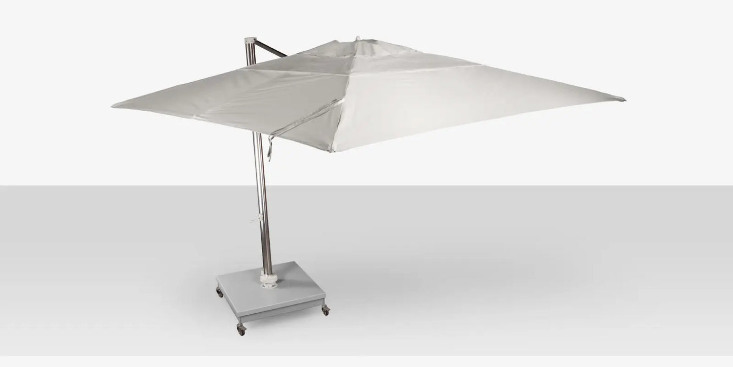 The Grand 10' Cantilever Umbrella (Square)-Mirror Anodized Frame, Lowes Grey Base by DecoScape (3601-606)