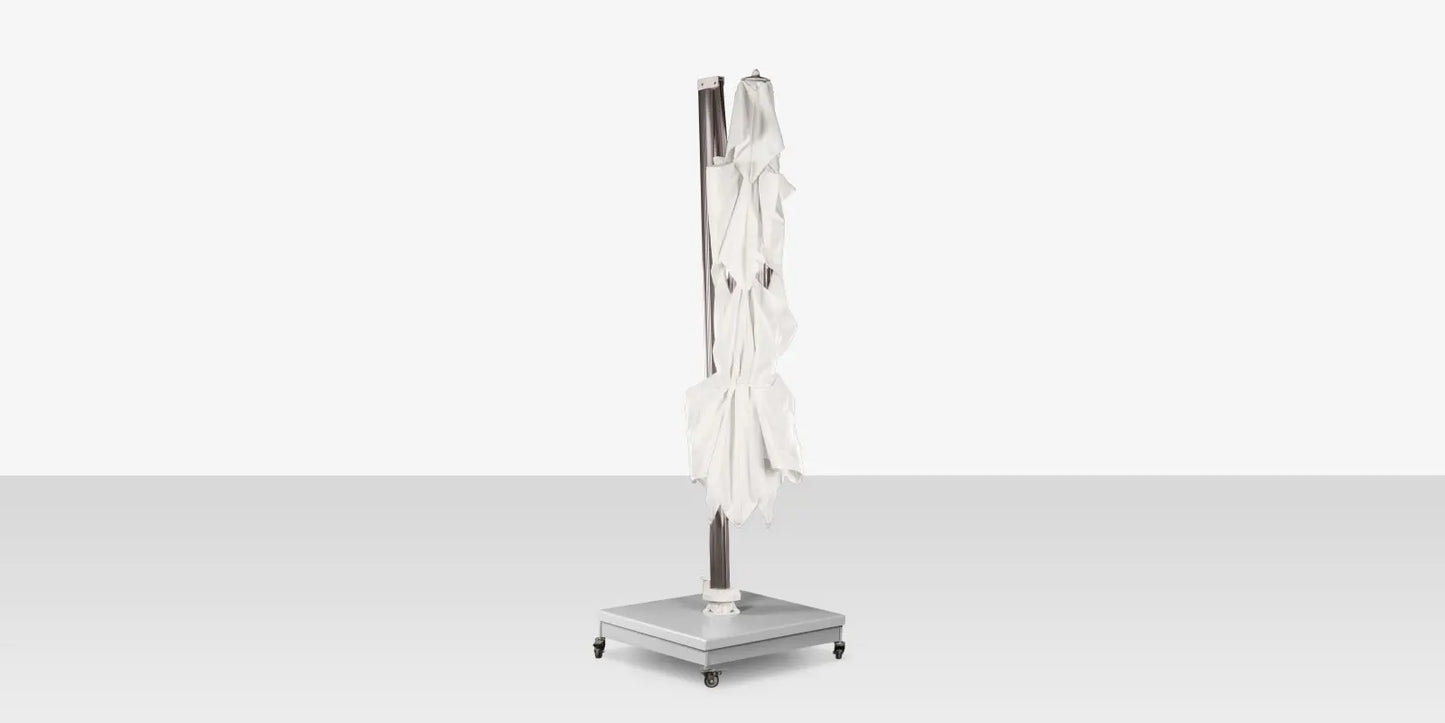 The Grand 10' Cantilever Umbrella (Square)-Mirror Anodized Frame, Lowes Grey Base by DecoScape (3601-606)