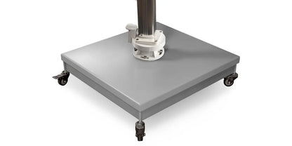 The Grand 10' Cantilever Umbrella (Square)-Mirror Anodized Frame, Lowes Grey Base by DecoScape (3601-606)