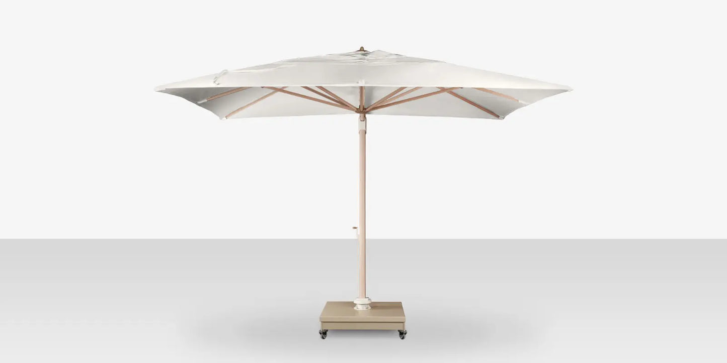 The Grand 10' Cantilever Umbrella (Square)- Wood Grain Base, Sandlewood Base by DecoScape (3601-606)