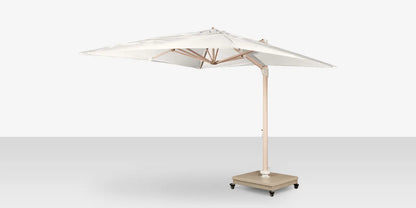 The Grand 10' Cantilever Umbrella (Square)- Wood Grain Base, Sandlewood Base by DecoScape (3601-606)