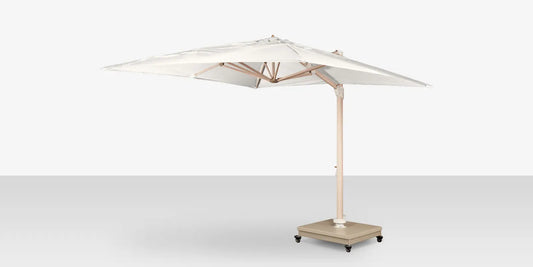 The Grand 10' Cantilever Umbrella (Square)- Wood Grain Base, Sandlewood Base by DecoScape (3601-606)