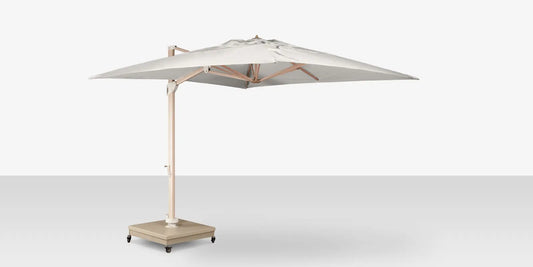 The Grand 13' Cantilever Umbrella (Square)- Wood Grain Base, Sandlewood Base by DecoScape (3601-609)