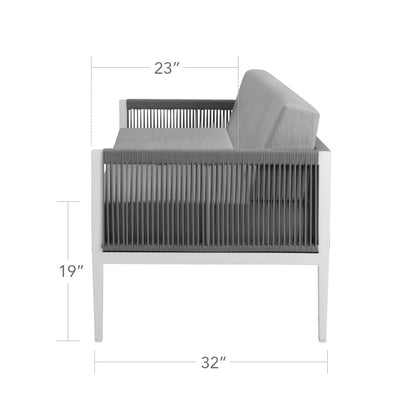 Skye Sofa - Tex White Frame / Gray Durarope by DecoScape (3303-103-TXW-GRY)
