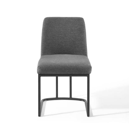 Amplify Sled Base Upholstered Fabric Dining Side Chair (Black Charcoal) by Modway Dining Chair Modway 