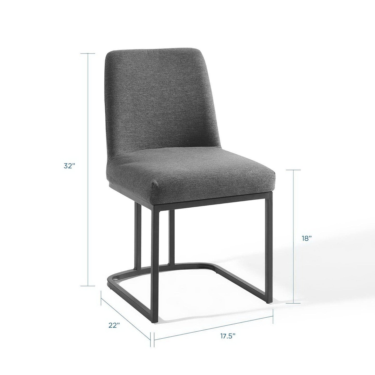 Amplify Sled Base Upholstered Fabric Dining Side Chair (Black / Charcoal) by Modway Dining Chair Modway 