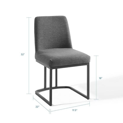 Amplify Sled Base Upholstered Fabric Dining Side Chair (Black / Charcoal) by Modway Dining Chair Modway 