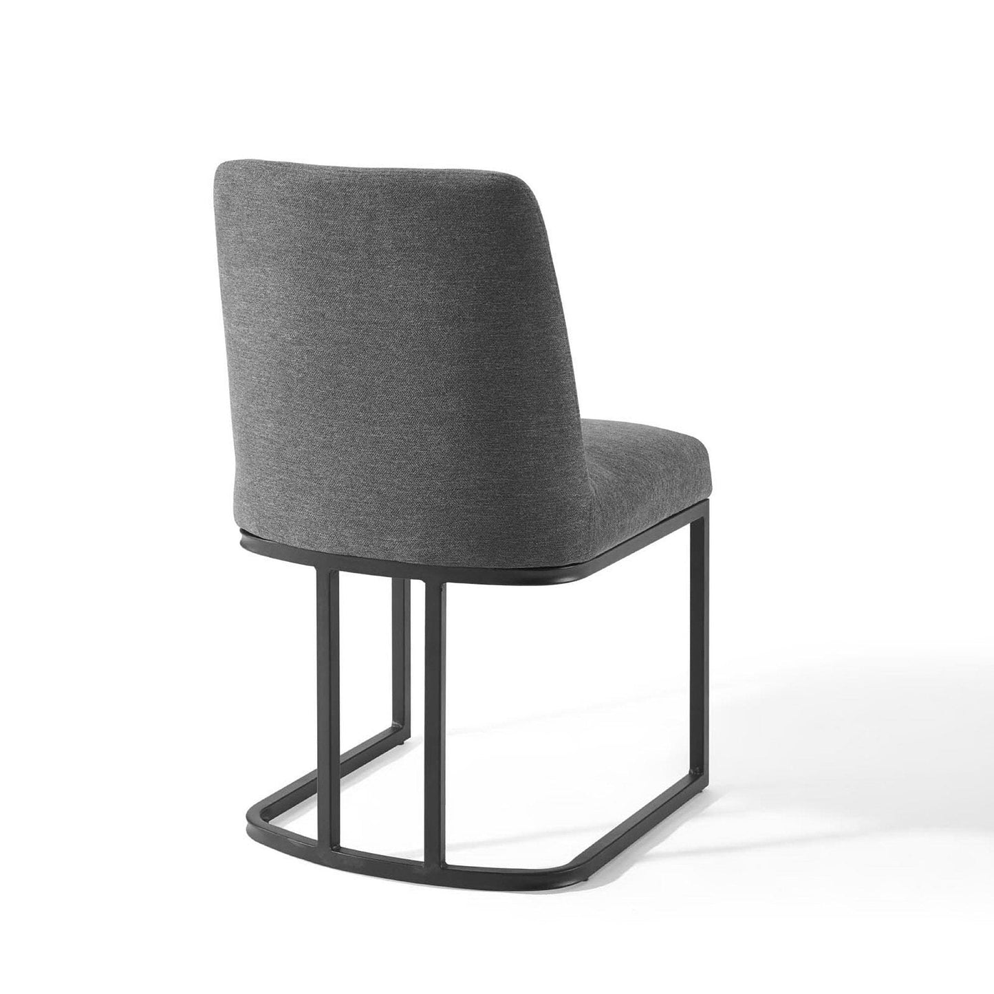 Amplify Sled Base Upholstered Fabric Dining Side Chair (Black / Charcoal) by Modway Dining Chair Modway 