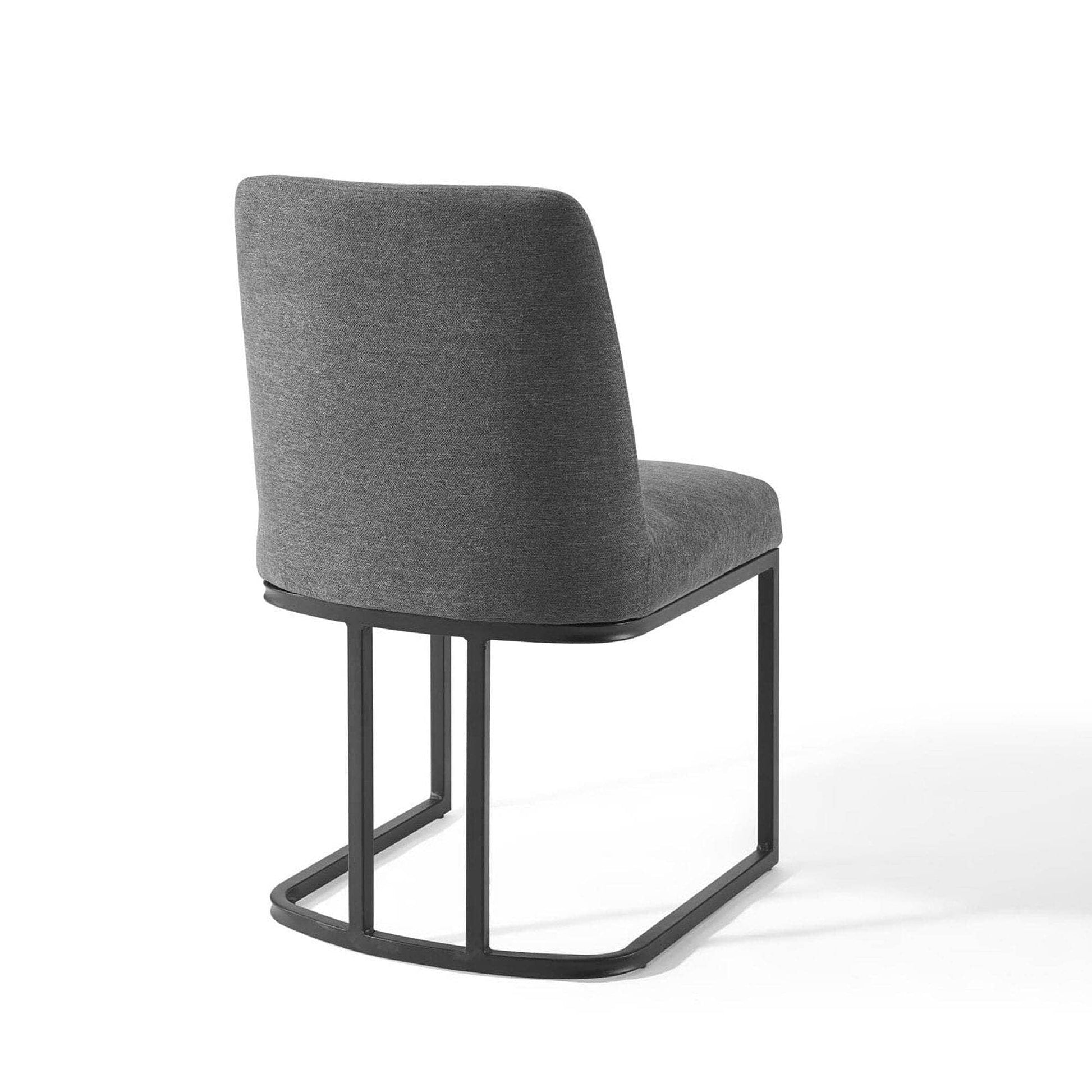 Amplify Sled Base Upholstered Fabric Dining Side Chair (Black Charcoal) by Modway Dining Chair Modway 